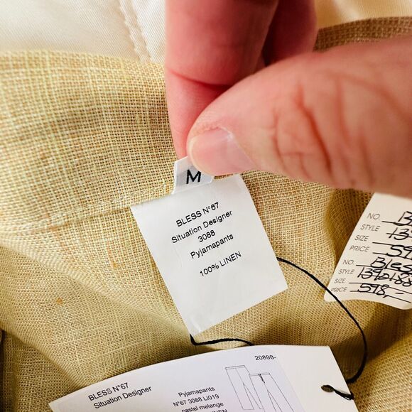 NWT BLESS 2-Piece Tan Pastel Melange 100% Linen Sakko Shirt & Linen Pants Medium - Picture 10 of 16